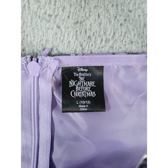 Disney Dress Jack Skellington Girls Large Purple Kids Puff Sleeve Halloween NWT - Picture 2 of 8